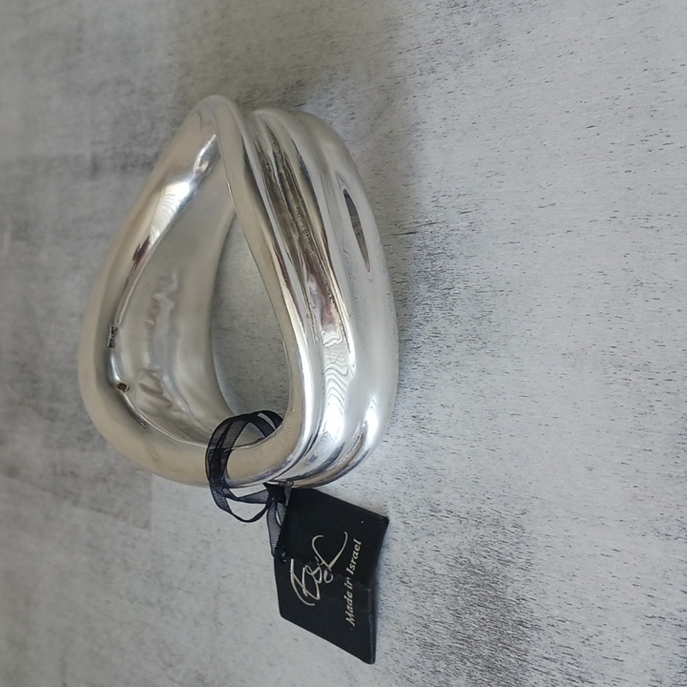 E&L Sterling Silver Sculptural Statement Statement Electroform Bracelet Israel